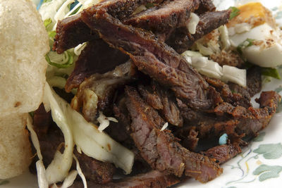 High angle view of meal served in plate