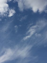 Low angle view of birds flying in sky