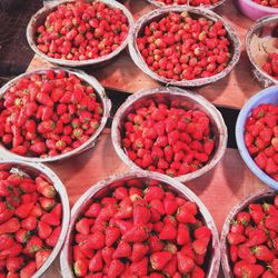 High angle view of fruits for sale in market