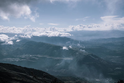 Scenic view of mountains against sky