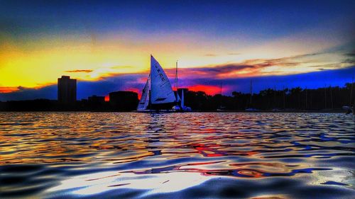 Scenic view of sunset over river