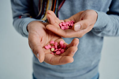 Close-up of woman holding hands