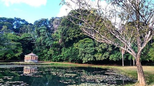 Scenic view of lake against sky