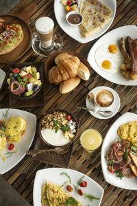 High angle view of food on table