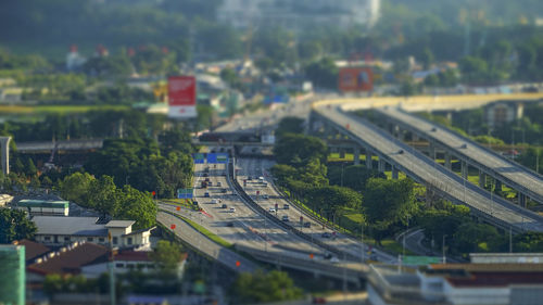 High angle view of city street