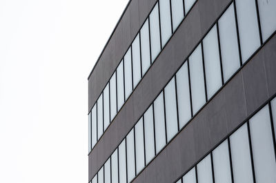 Low angle view of modern building against clear sky