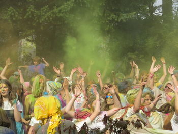 Group of people dancing outdoors