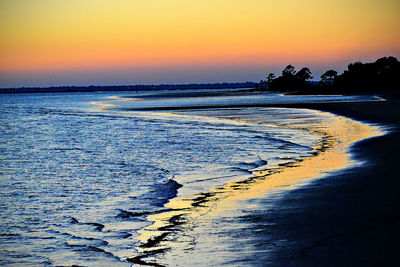 Scenic view of sea at sunset