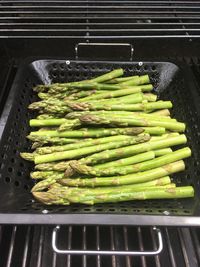 High angle view of vegetables in container