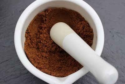 High angle view of food in bowl