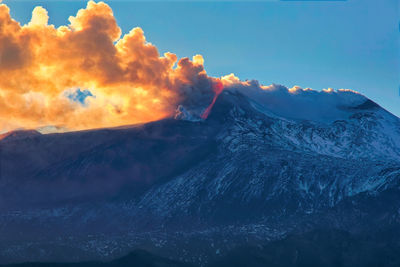 Detail of the etna volcano in eruption