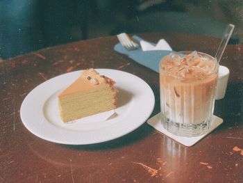 Close-up of coffee served on table