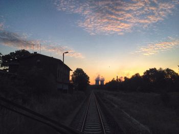 Railroad track at sunset