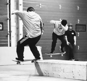 Full length of man skateboarding on skateboard