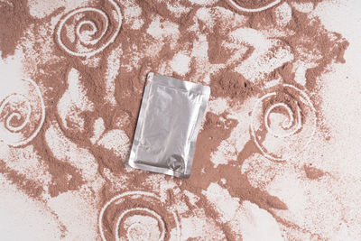 High angle view of text on white background