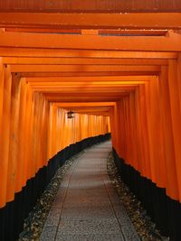 Empty footpath amidst torii gates