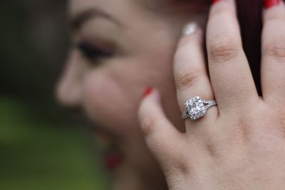 Close-up of woman wearing ring