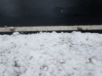 High angle view of snow covered road