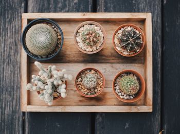 High angle view of food on table