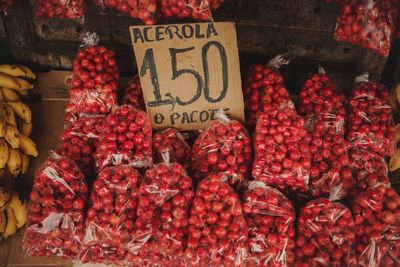 Various fruits for sale at market stall