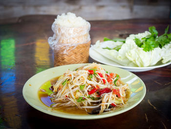 Close-up of meal served in bowl