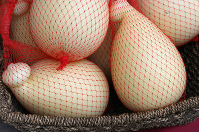 High angle view of fruits in basket