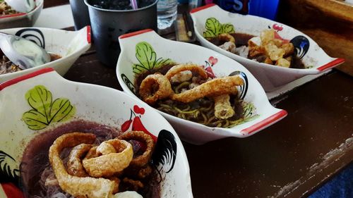 Close-up of food in plate on table