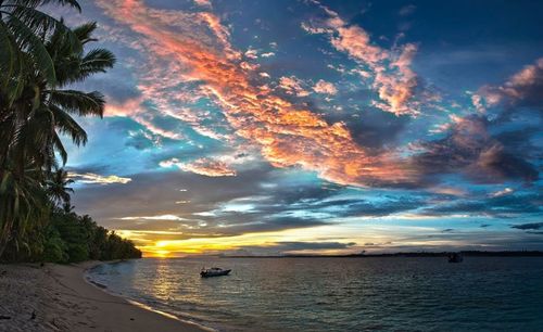 Scenic view of sea against cloudy sky