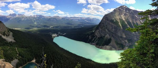 Panoramic view of mountains against sky