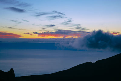 Scenic view of mountains at sunset