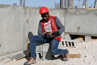 Man working at construction site