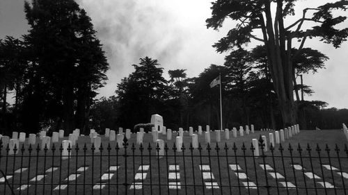 View of cemetery against sky