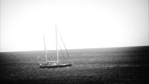 Scenic view of boat sailing in sea