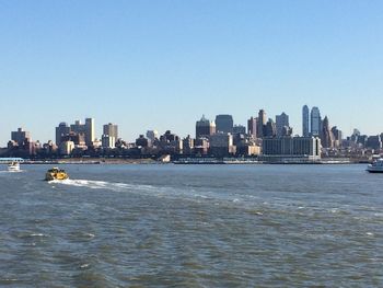 City skyline with river in background