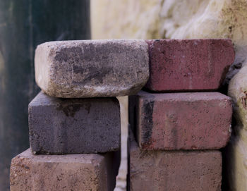 Close-up of stack of stacked