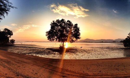 Scenic view of sunset over sea