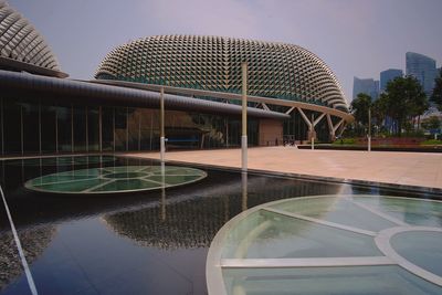 Reflection of building in water