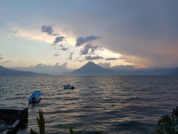 Scenic view of vulcano against sky during sunrise