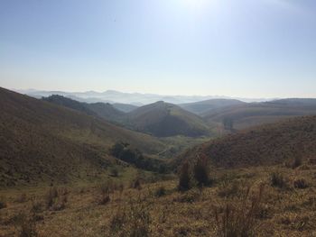 Scenic view of mountains against clear sky