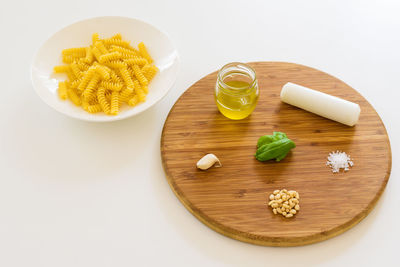 High angle view of food on table