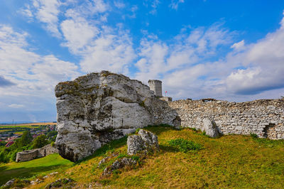 Old stone wall against sky