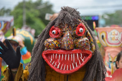 Close-up of mask