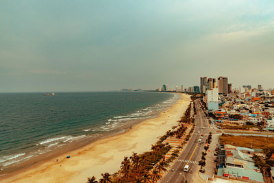 High angle view of beach against sky