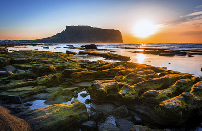 Sunrise at jeju do seongsan ilchulbong, jeju island, south korea