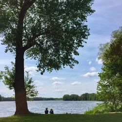 Scenic view of lake against sky