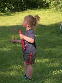 Girl holding a field