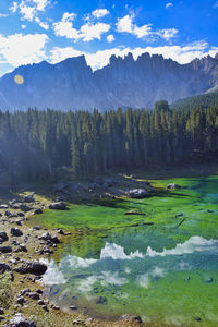 Scenic view of lake against sky