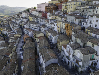 High angle view of buildings in city