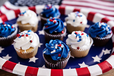 Close-up of cupcakes on table