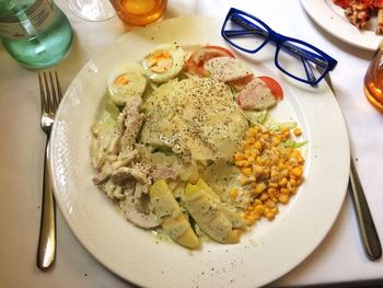 Close-up of food served in plate